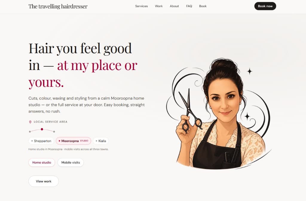 The travelling hairdresser — homepage preview